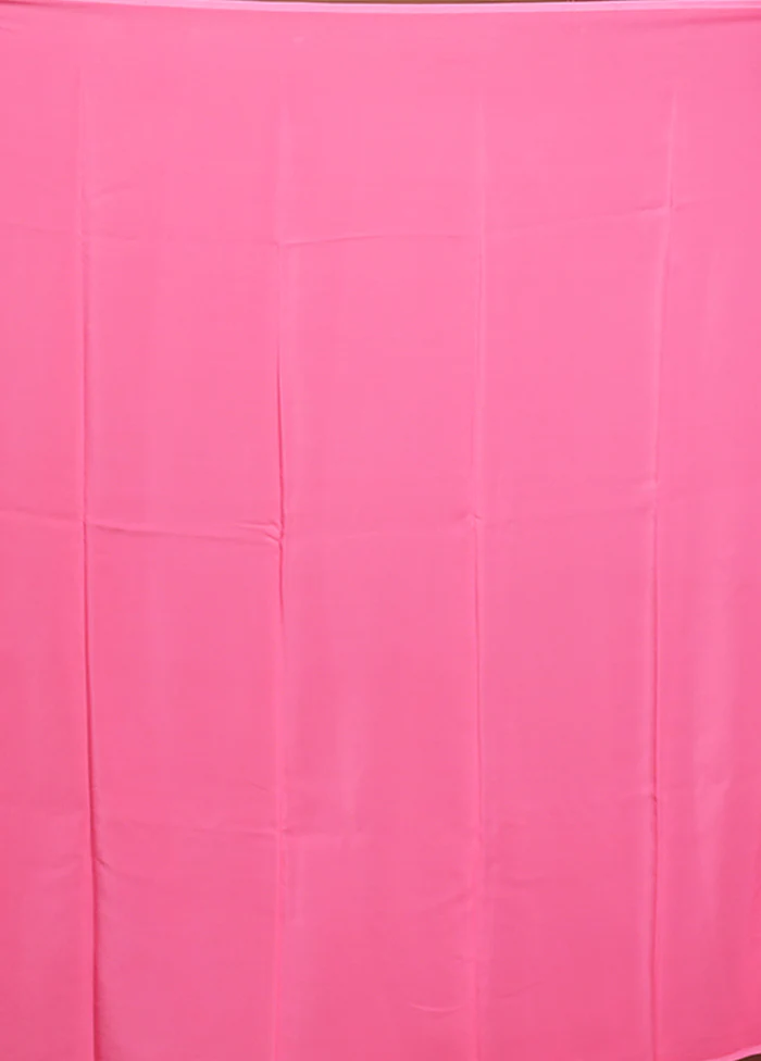 Pink Handloom Chiffon Pure Silk Saree With Blouse Piece - Image 5