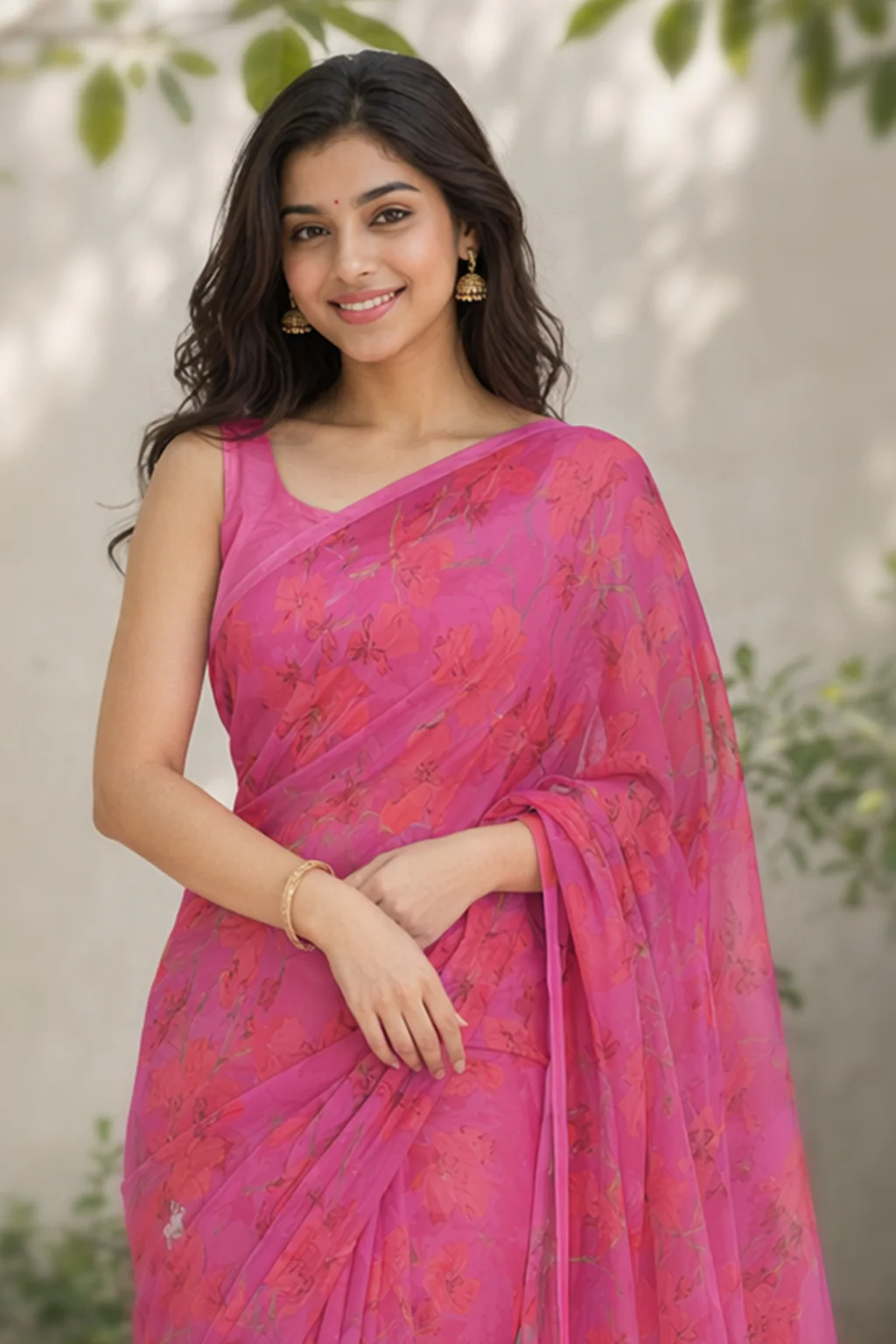 Pink Handloom Chiffon Pure Silk Saree With Blouse Piece - Image 2