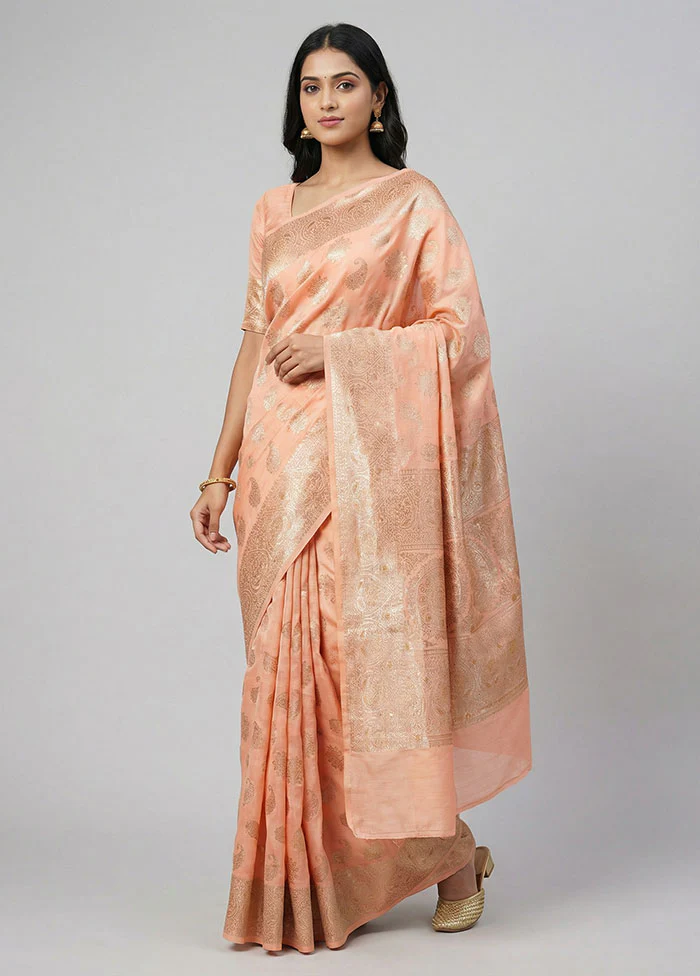 Pink Handloom Dupion Pure Silk Saree With Blouse Piece
