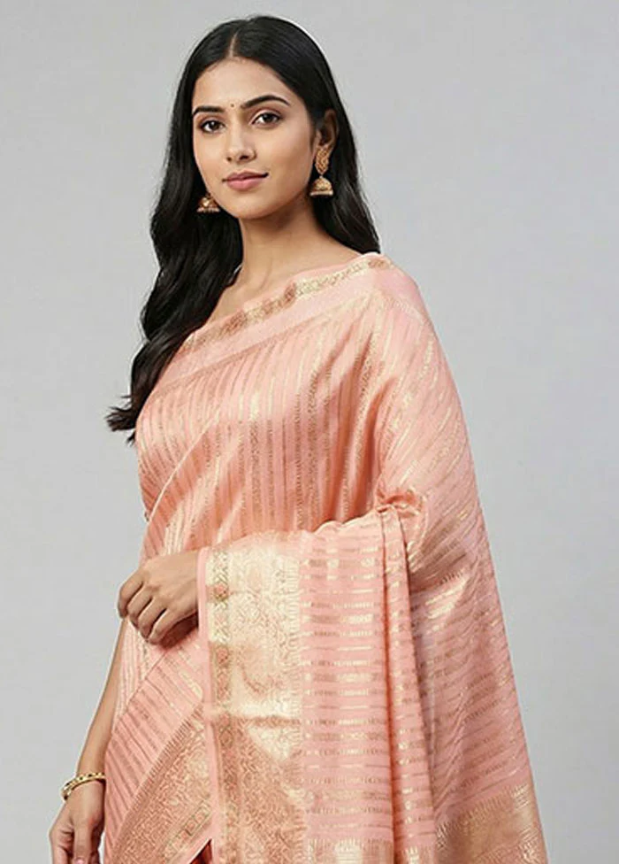 Pink Handloom Dupion Pure Silk Saree With Blouse Piece - Image 2