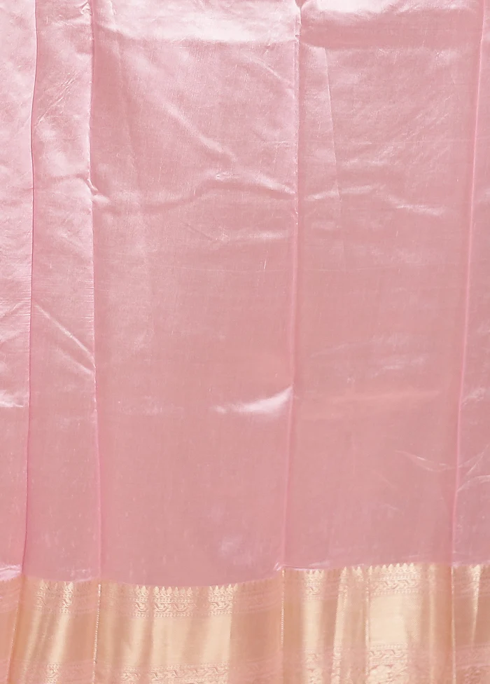 Pink Handloom Dupion Pure Silk Saree With Blouse Piece - Image 5