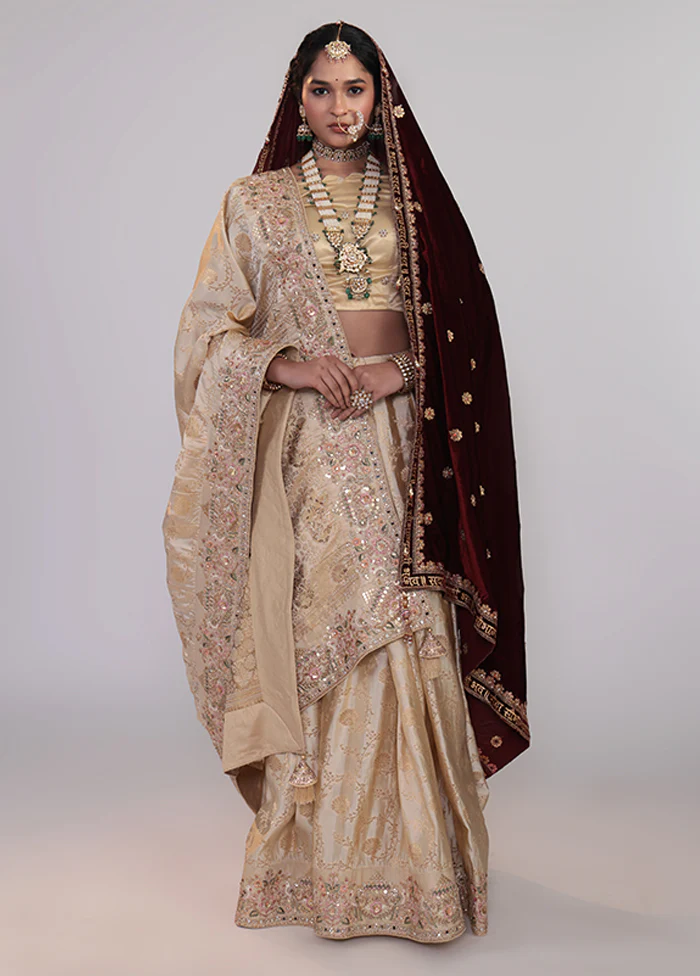 Cream Handloom Dupion Pure Silk Saree With Blouse Piece