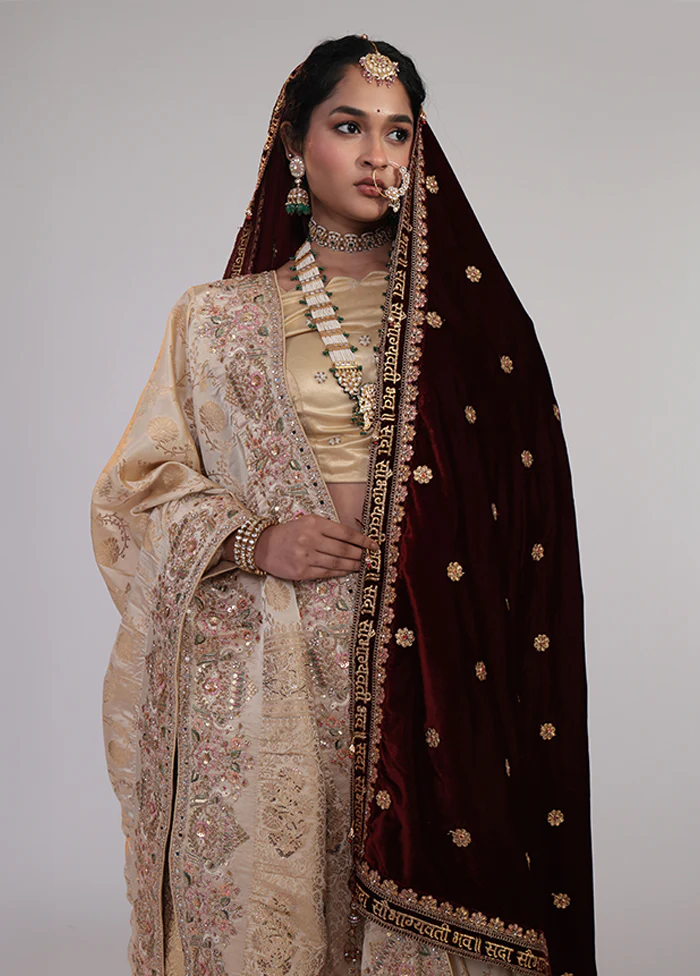Cream Handloom Dupion Pure Silk Saree With Blouse Piece - Image 2