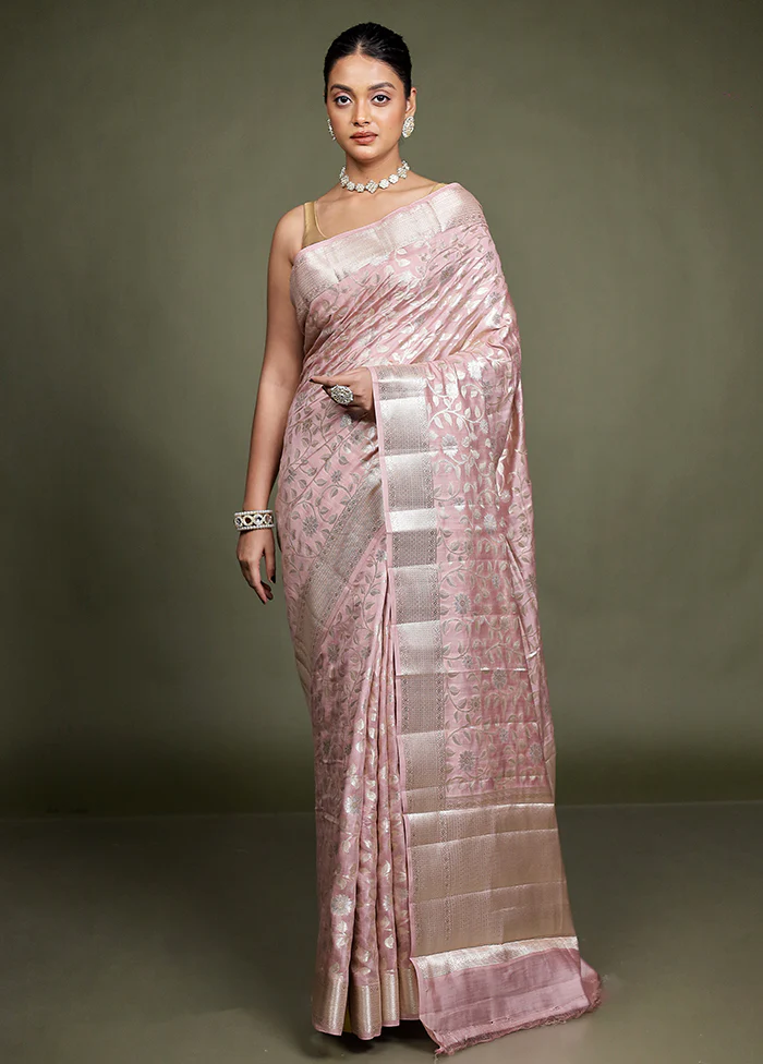 Pink Handloom Dupion Pure Silk Saree With Blouse Piece - Image 2