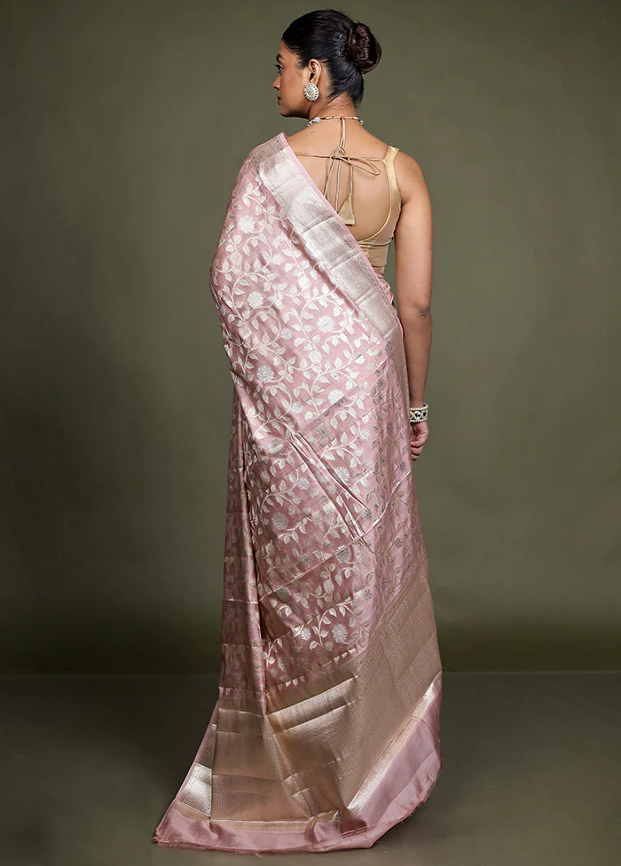 Pink Handloom Dupion Pure Silk Saree With Blouse Piece - Image 3