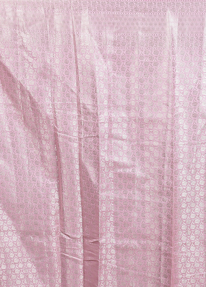 Pink Handloom Dupion Pure Silk Saree With Blouse Piece - Image 5