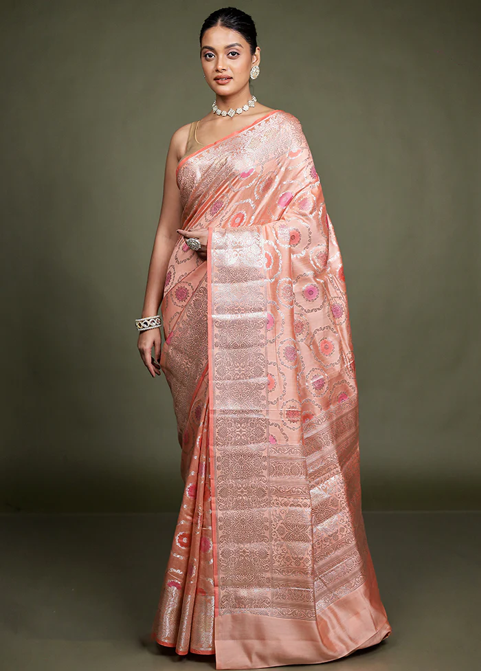 Pink Handloom Dupion Pure Silk Saree With Blouse Piece - Image 2