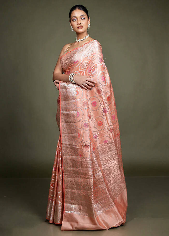 Pink Handloom Dupion Pure Silk Saree With Blouse Piece - Image 4