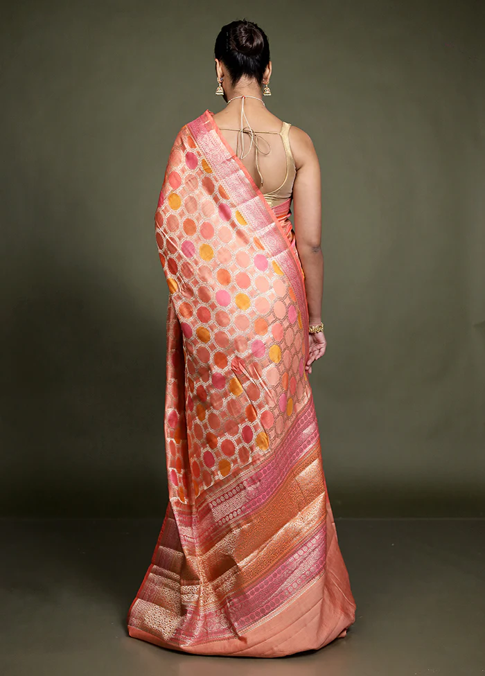 Pink Handloom Dupion Pure Silk Saree With Blouse Piece - Image 3