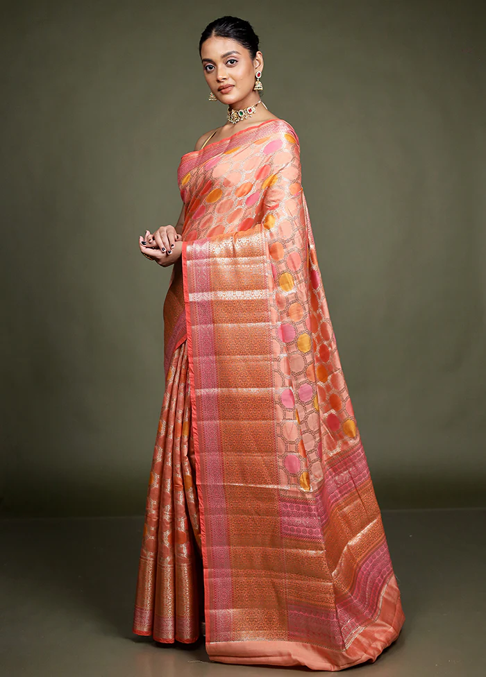 Pink Handloom Dupion Pure Silk Saree With Blouse Piece - Image 4
