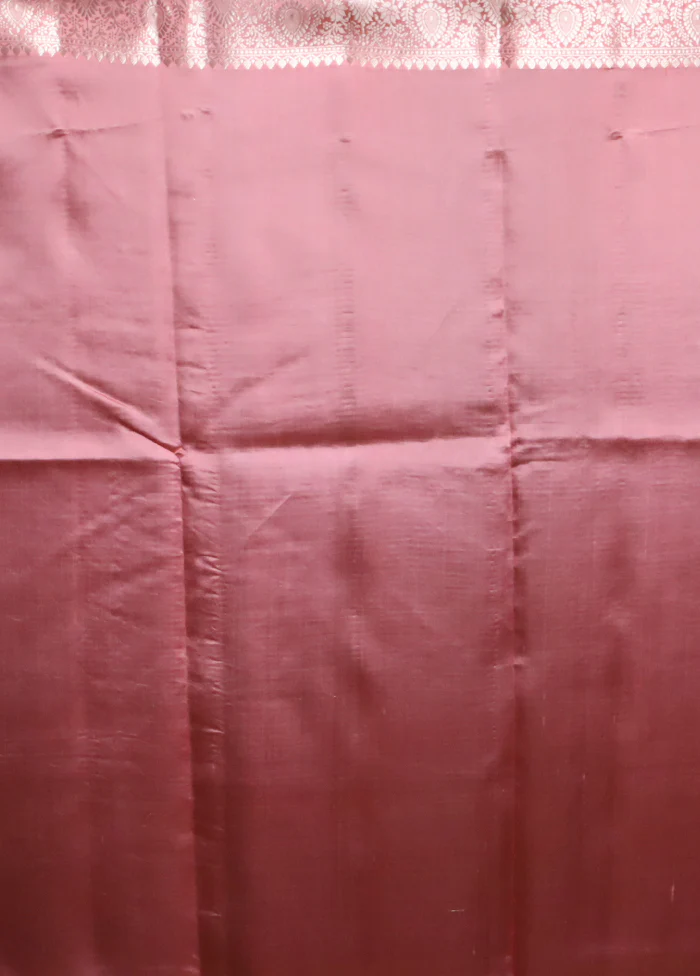 Pink Handloom Dupion Pure Silk Saree With Blouse Piece - Image 5