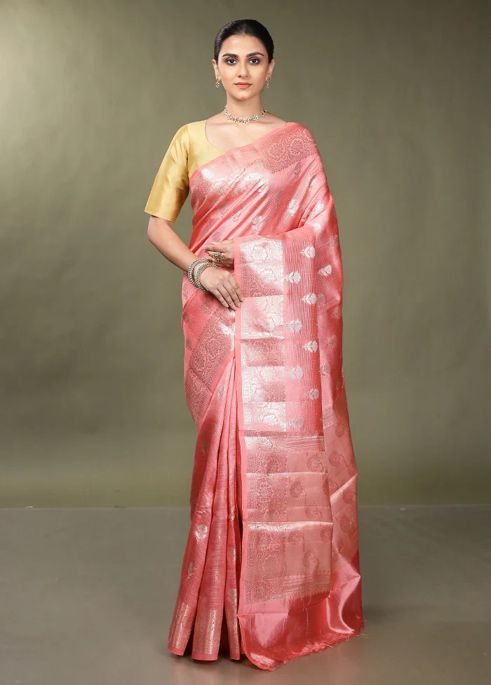 Pink Handloom Dupion Pure Silk Saree With Blouse Piece - Image 2