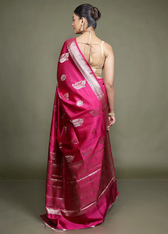 Pink Handloom Dupion Pure Silk Saree With Blouse Piece - Image 3