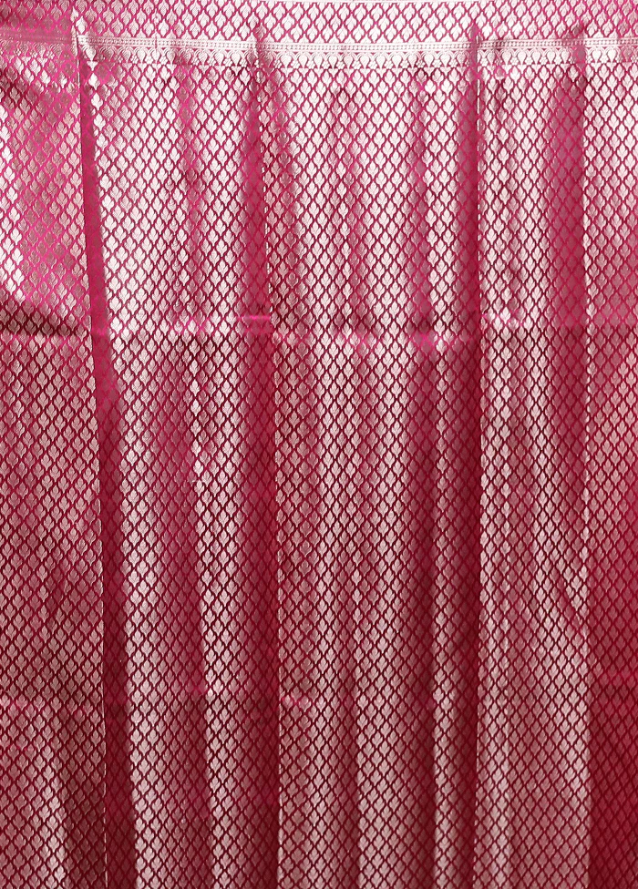 Pink Handloom Dupion Pure Silk Saree With Blouse Piece - Image 5