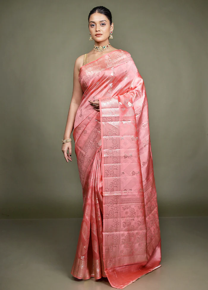 Pink Handloom Dupion Pure Silk Saree With Blouse Piece - Image 2