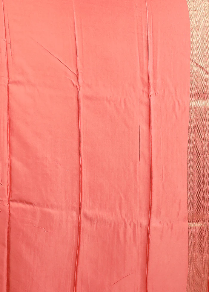 Pink Handloom Dupion Pure Silk Saree With Blouse Piece - Image 5