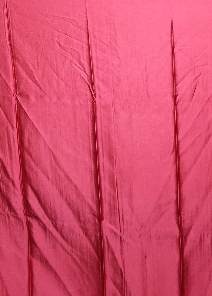 Pink Handloom Dupion Pure Silk Saree With Blouse Piece - Image 5