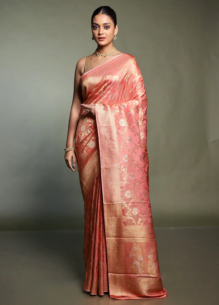 Pink Handloom Dupion Pure Silk Saree With Blouse Piece - Image 2