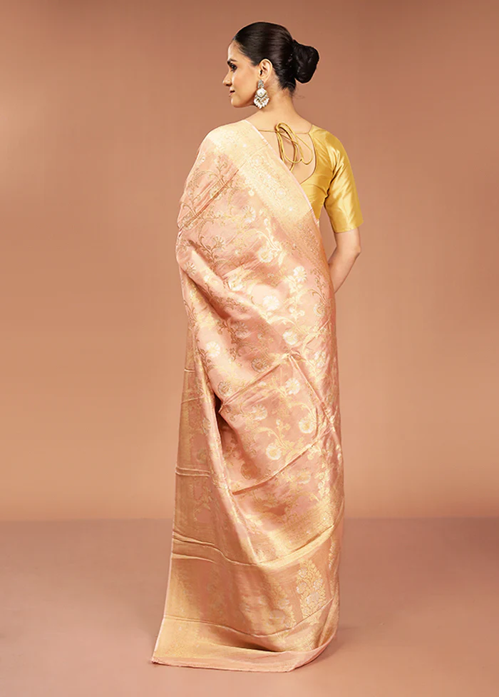 Pink Handloom Dupion Pure Silk Saree With Blouse Piece - Image 3