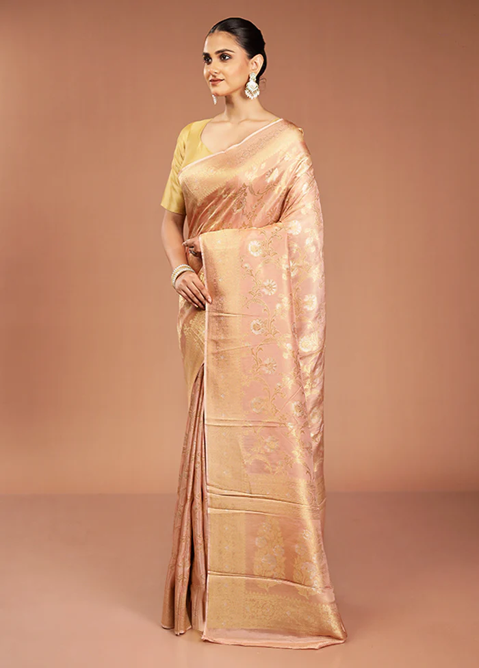 Pink Handloom Dupion Pure Silk Saree With Blouse Piece - Image 4