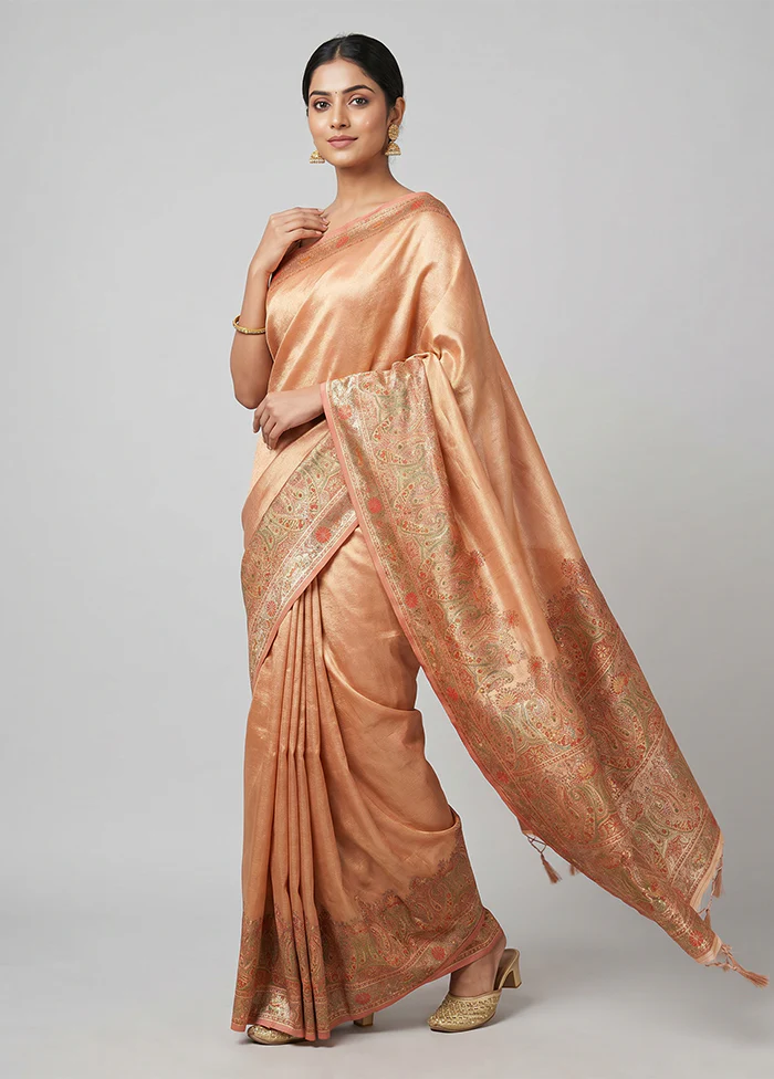 Pink Handloom Dupion Pure Silk Saree With Blouse Piece