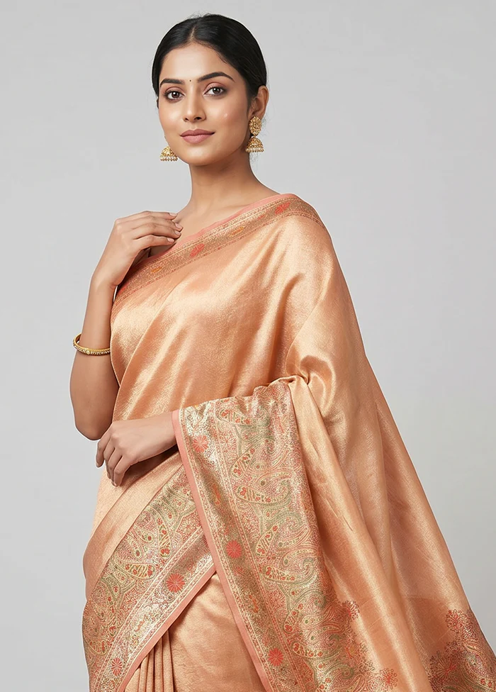 Pink Handloom Dupion Pure Silk Saree With Blouse Piece - Image 2