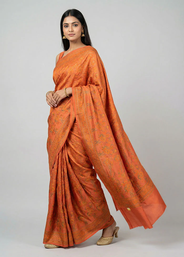 Pink Handloom Jamewar Pure Silk Saree With Blouse Piece