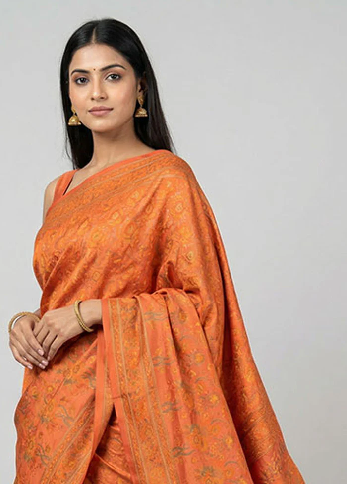 Pink Handloom Jamewar Pure Silk Saree With Blouse Piece - Image 2
