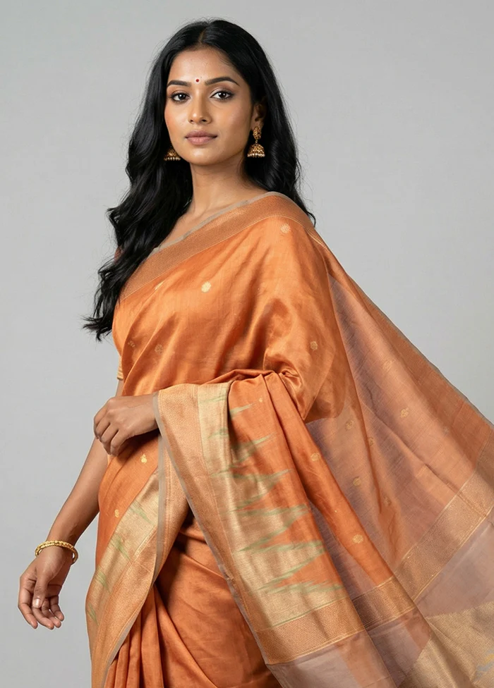 Pink Handloom Kanchipuram Pure Silk Saree With Blouse Piece - Image 2