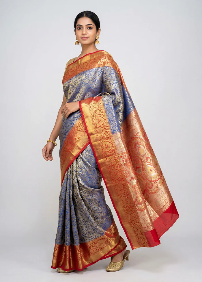 Pink Handloom Kanchipuram Pure Silk Saree With Blouse Piece