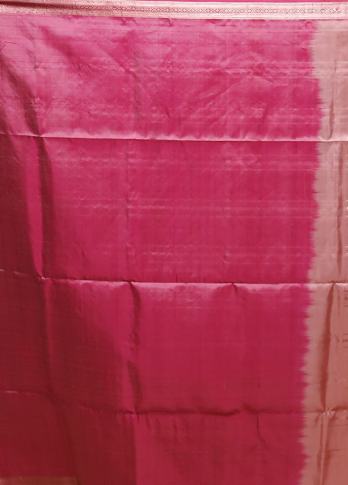 Pink Handloom Kanchipuram Pure Silk Saree With Blouse Piece - Image 5
