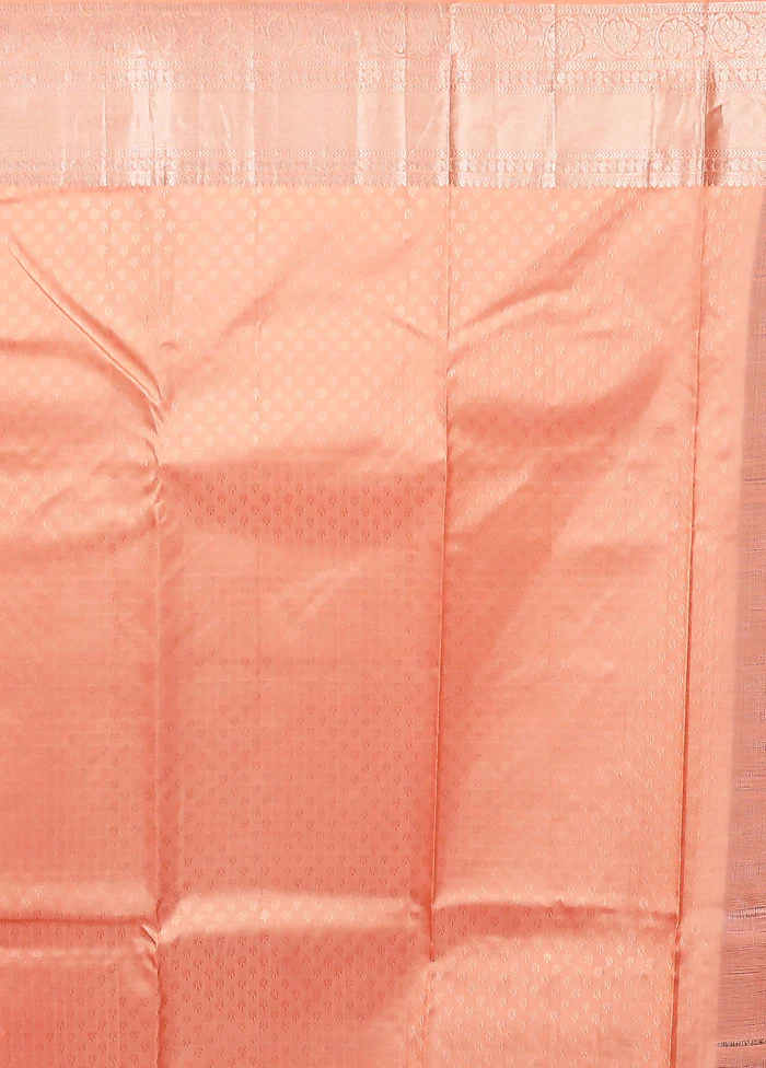 Pink Handloom Kanchipuram Pure Silk Saree With Blouse Piece - Image 5