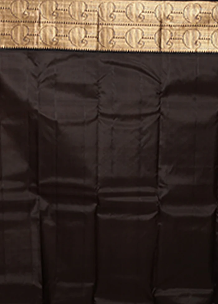 Peach Handloom Kanchipuram Pure Silk Saree With Blouse Piece - Image 5
