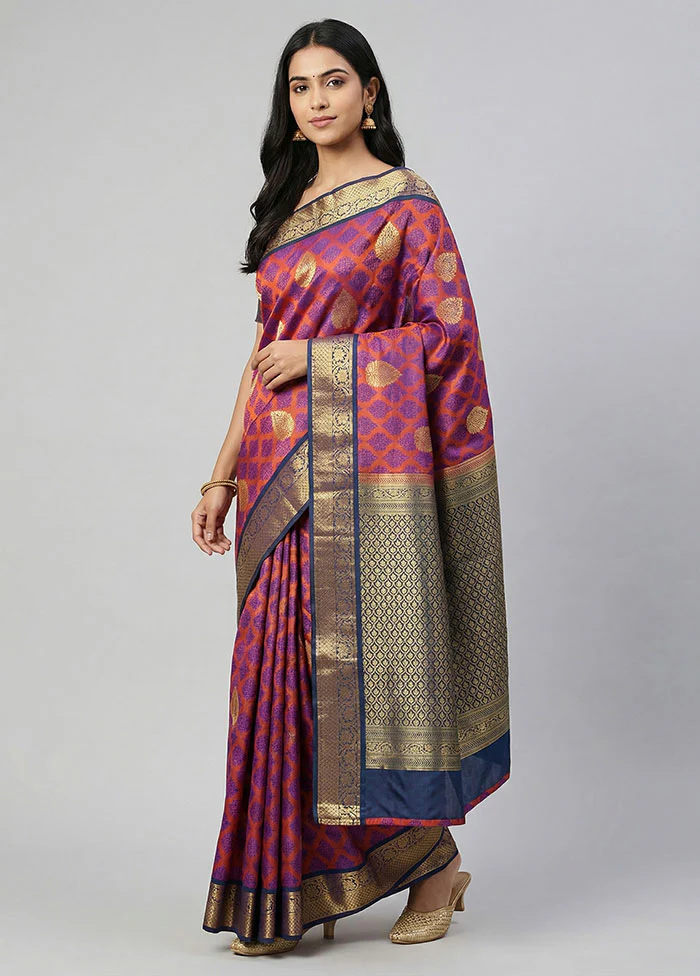 Pink Handloom Kanjivaram Pure Silk Saree With Blouse Piece