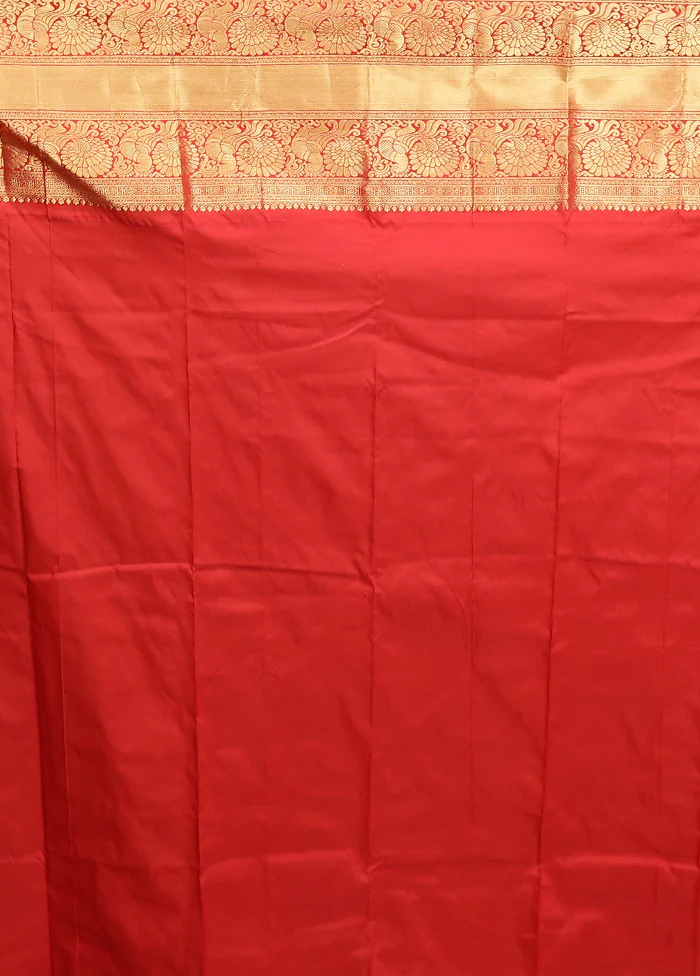Pink Handloom Kanjivaram Pure Silk Saree With Blouse Piece - Image 5