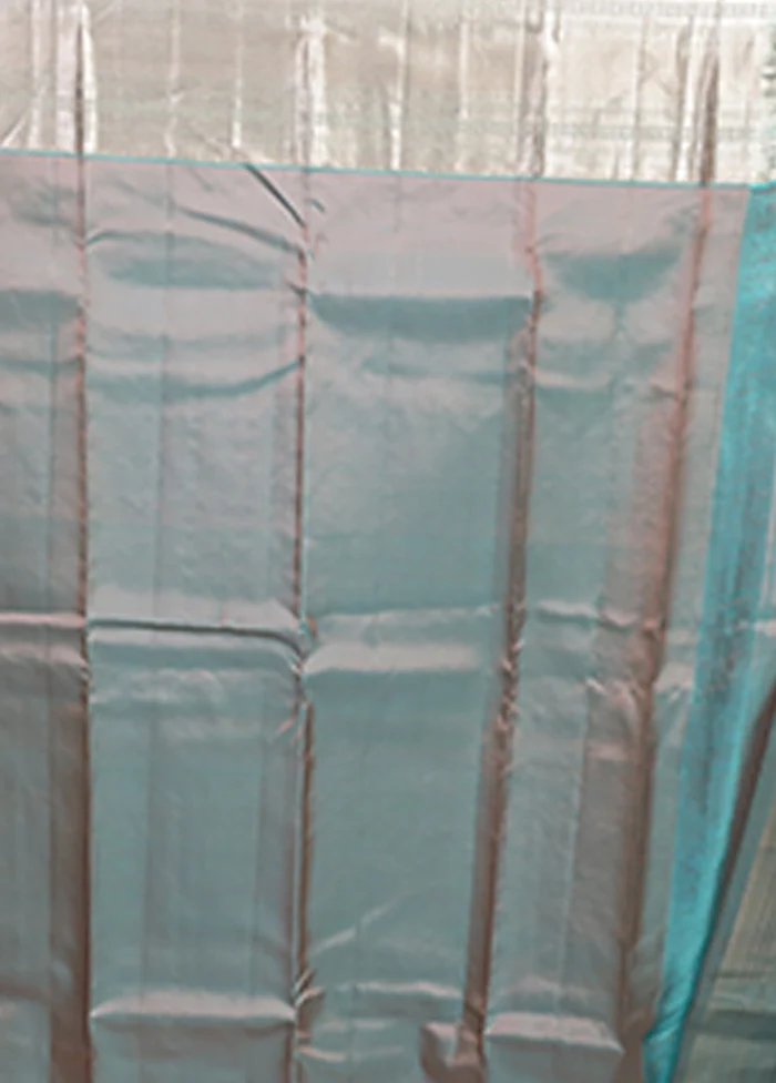 Peach Handloom Kanjivaram Pure Silk Saree With Blouse Piece - Image 5