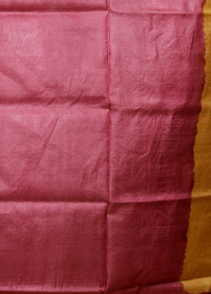 Pink Handloom Kantha Stitch Pure Silk Saree With Blouse Piece - Image 5