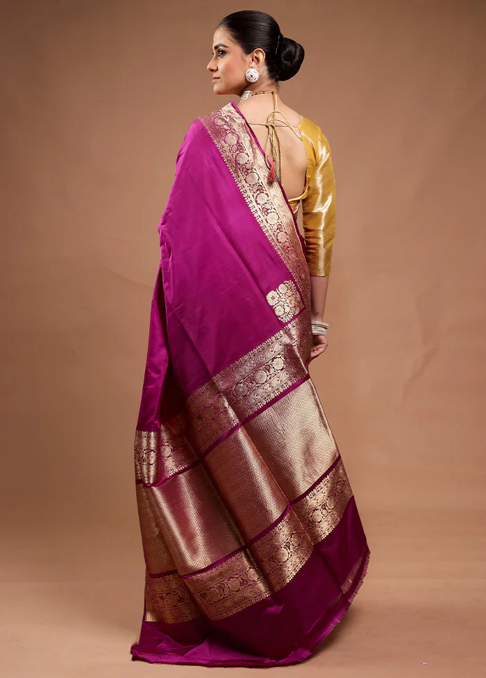 Pink Handloom Katan Pure Silk Saree With Blouse Piece - Image 3