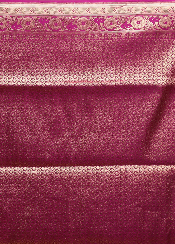 Pink Handloom Katan Pure Silk Saree With Blouse Piece - Image 5