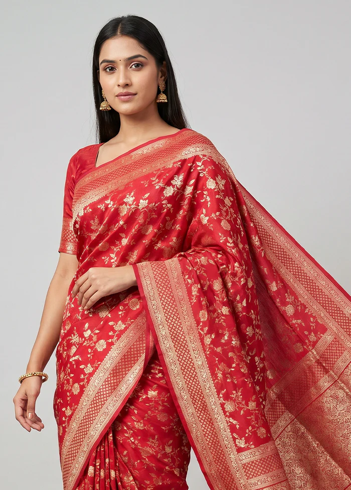 Pink Handloom Katan Pure Silk Saree With Blouse Piece - Image 2