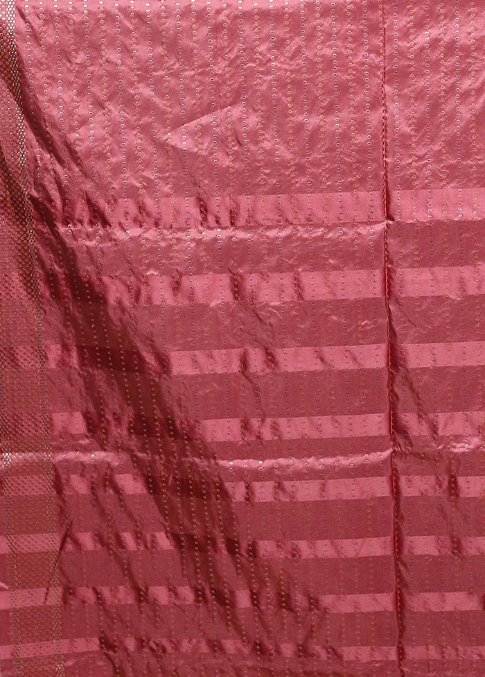 Pink Handloom Katan Pure Silk Saree With Blouse Piece - Image 5
