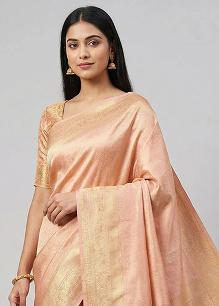 Pink Handloom Katan Pure Silk Saree With Blouse Piece - Image 2