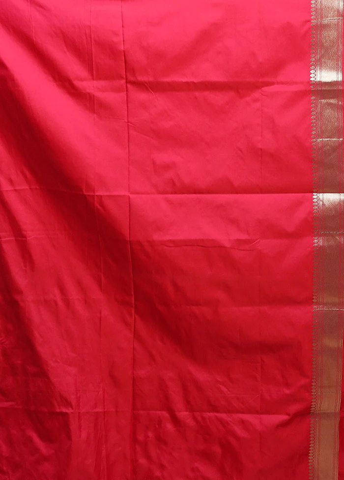 Pink Handloom Katan Pure Silk Saree With Blouse Piece - Image 5