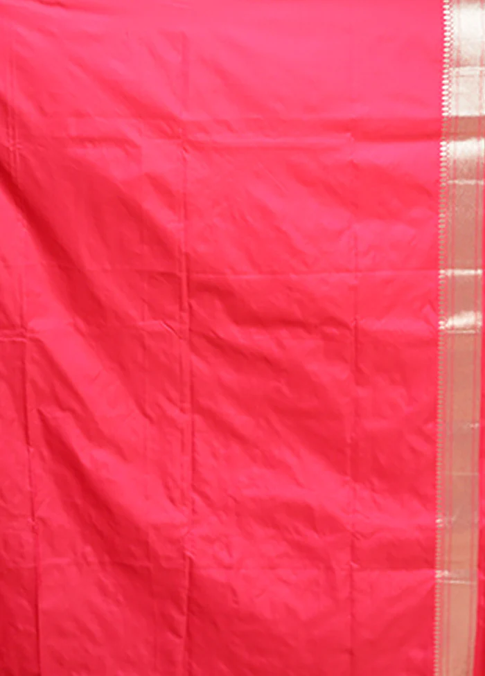 Pink Handloom Katan Pure Silk Saree With Blouse Piece - Image 5