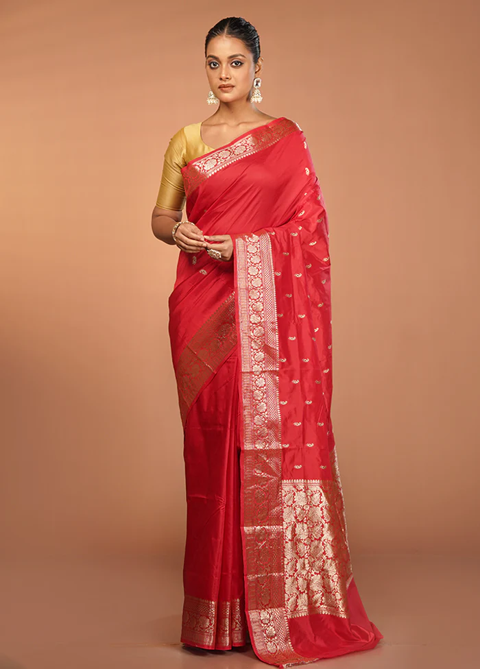 Pink Handloom Katan Pure Silk Saree With Blouse Piece - Image 2