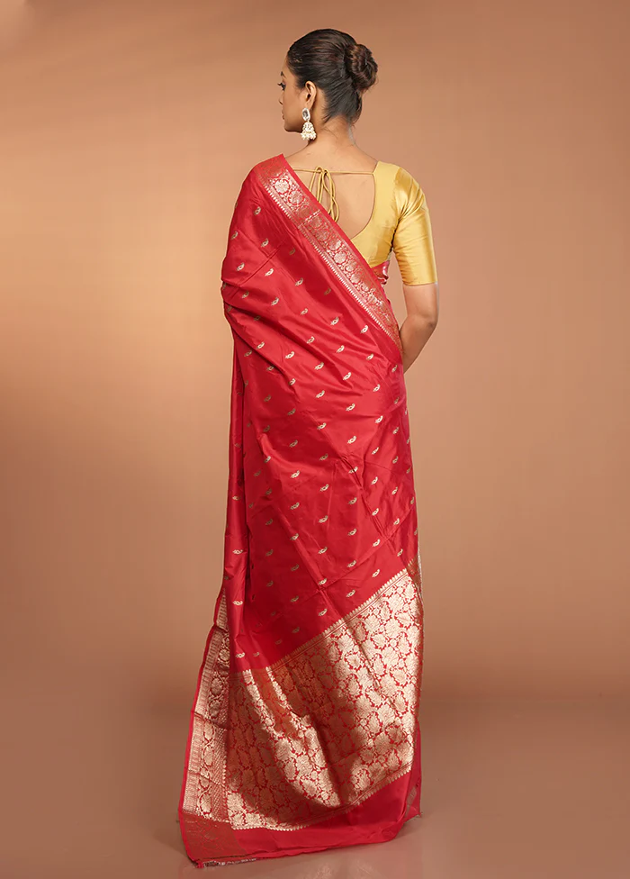 Pink Handloom Katan Pure Silk Saree With Blouse Piece - Image 3