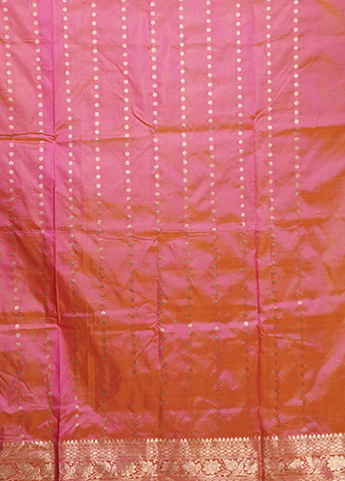 Pink Handloom Katan Pure Silk Saree With Blouse Piece - Image 5