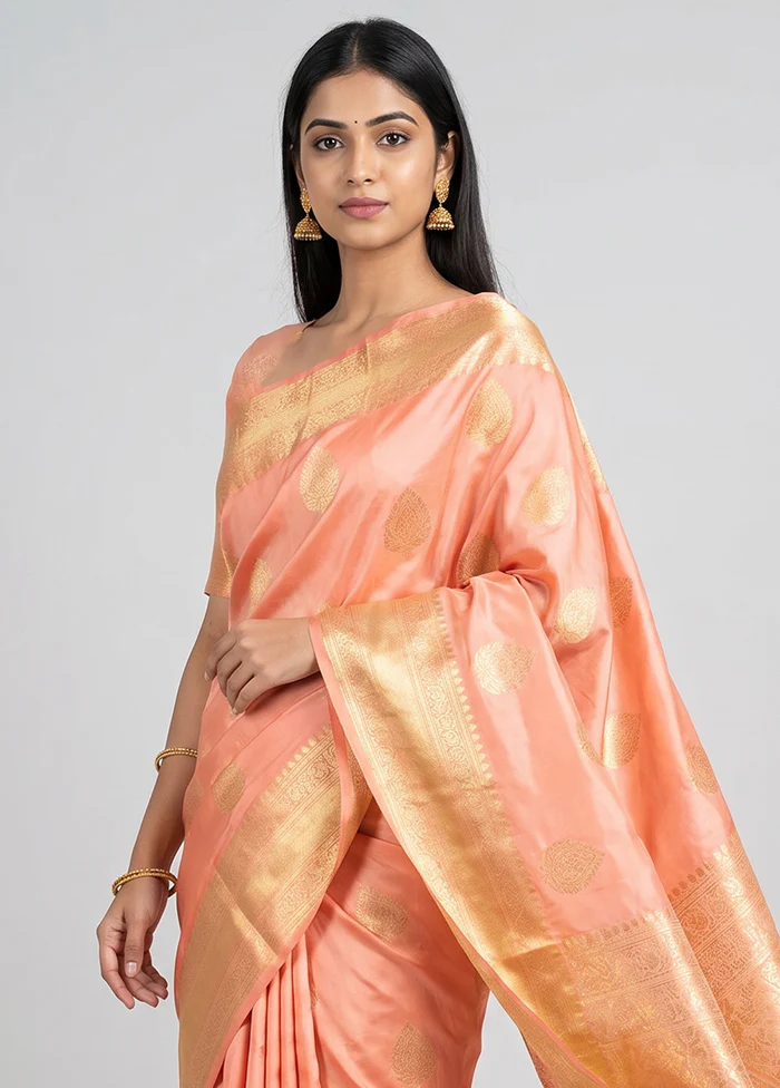 Pink Handloom Katan Pure Silk Saree With Blouse Piece - Image 2