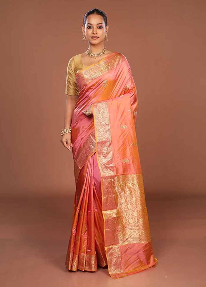 Pink Handloom Katan Pure Silk Saree With Blouse Piece - Image 2
