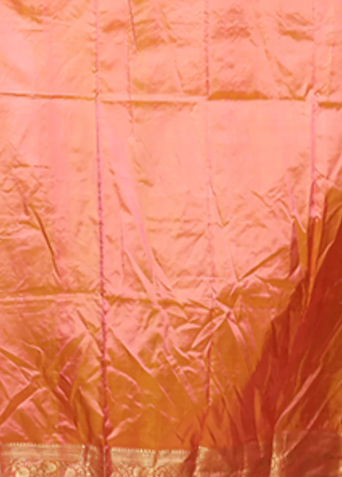 Pink Handloom Katan Pure Silk Saree With Blouse Piece - Image 5